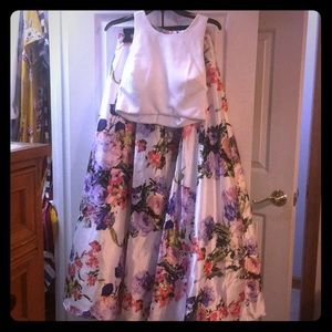 Two piece floral and cream crop top dress